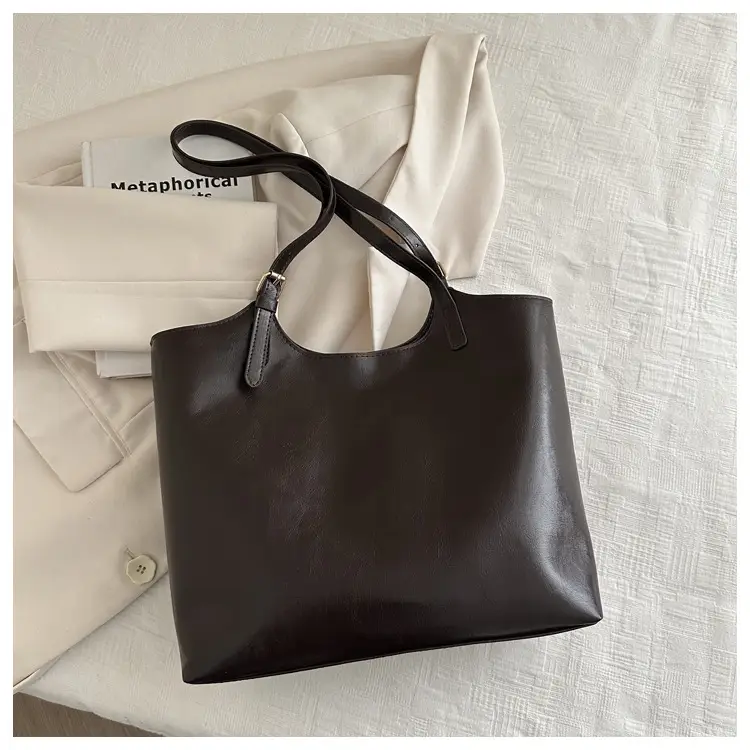 Vintage Wax Leather Tote Bag Women All Match Large Capacity — feature 6