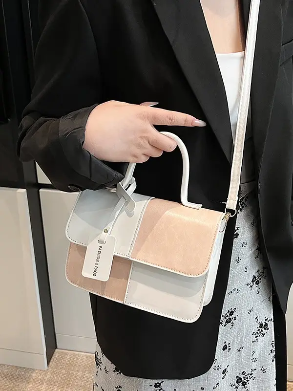 Women's 2-Piece Suede Crossbody Bag White Pink Blue