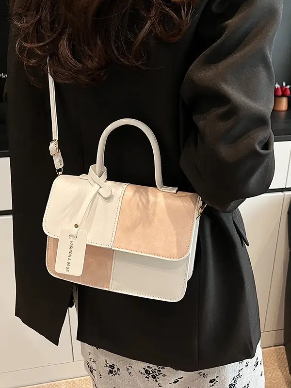 Women's 2-Piece Suede Crossbody Bag White Pink Blue