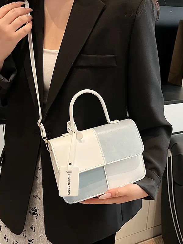 Women's 2-Piece Suede Crossbody Bag White Pink Blue