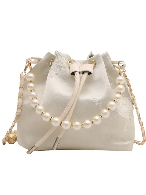 Women Pearl Bucket Bag Summer 2025 Embroidered - Image 10
