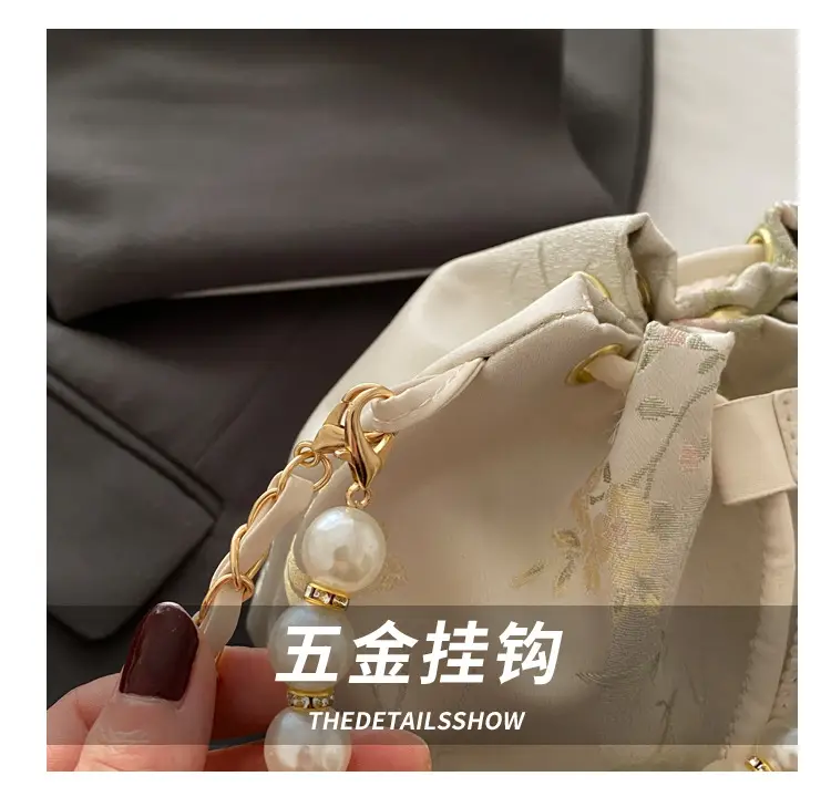Women Pearl Bucket Bag Summer 2025 Embroidered — feature 5