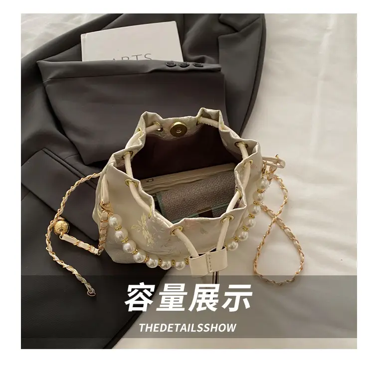 Women Pearl Bucket Bag Summer 2025 Embroidered — feature 7