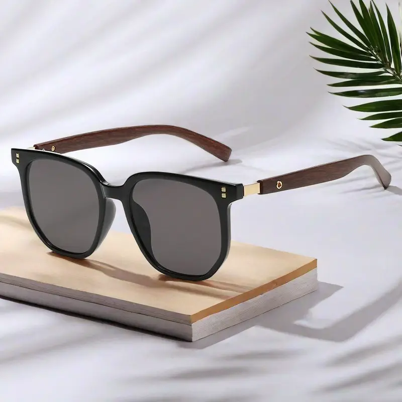 Vintage Wooden Pattern Sunglasses Korean Style Large Frame