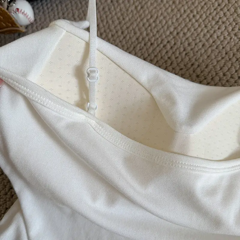 Upgraded Clothes Hanger with Simple Style Solid Color Camisole Latex Chest Pad Korean Style Ins Base Outer Wear Top for Women — feature 11