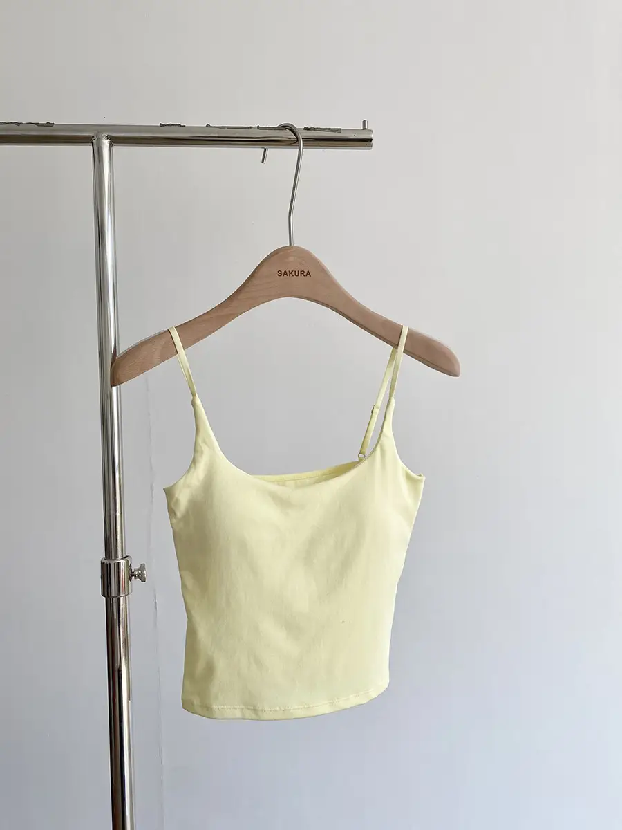 Upgraded Clothes Hanger with Simple Style Solid Color Camisole Latex Chest Pad Korean Style Ins Base Outer Wear Top for Women