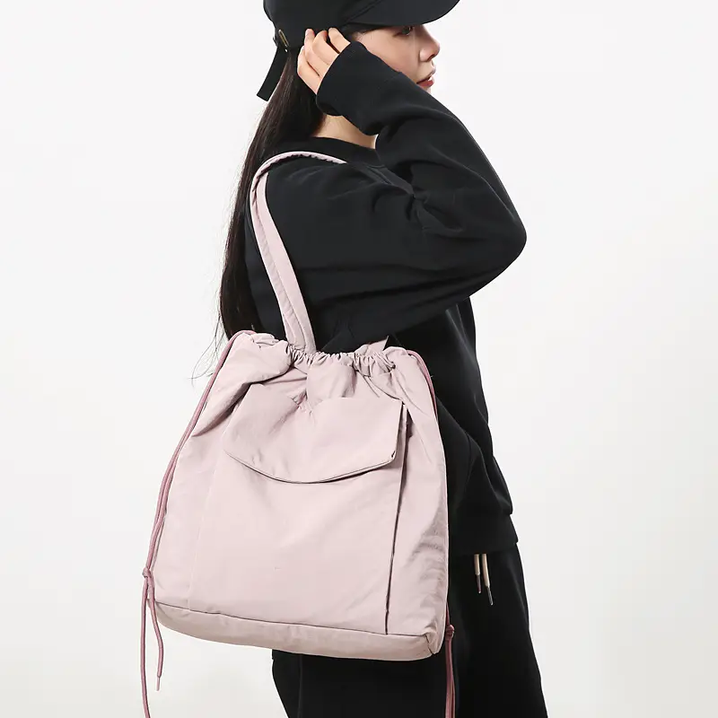 Simple Drawstring Shoulder Bag for Men Light Pink 2025 - Image 6