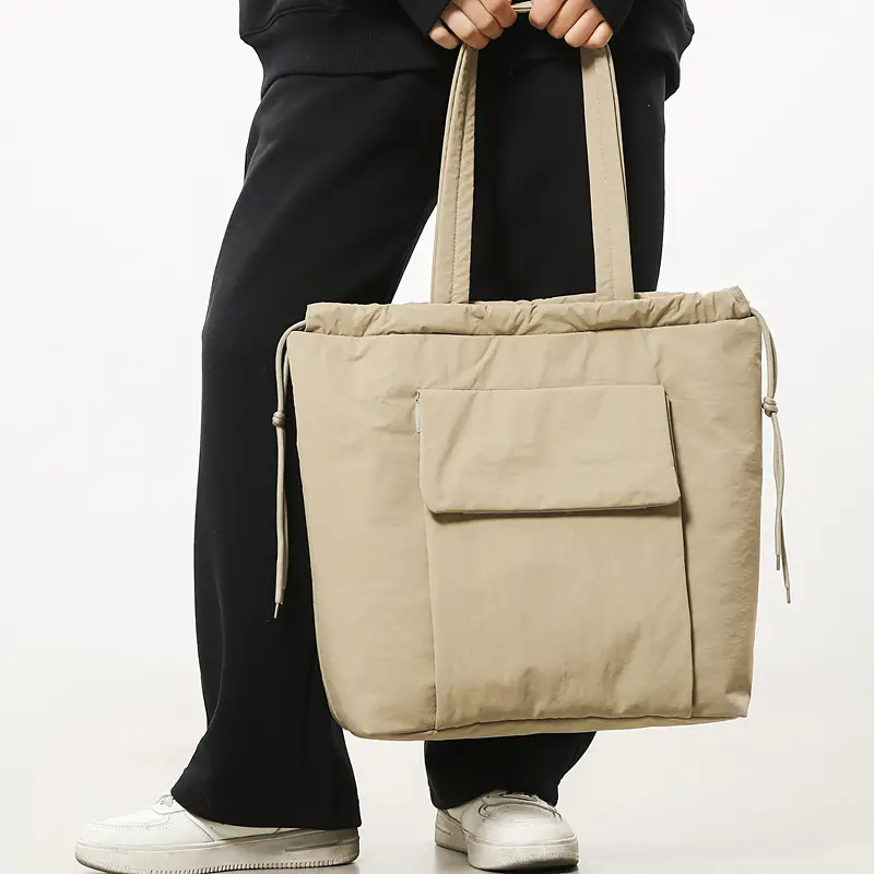 Simple Drawstring Shoulder Bag for Men Light Pink 2025 - Image 7