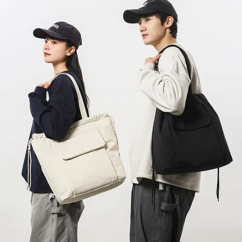 Simple Drawstring Shoulder Bag for Men Light Pink 2025 - Image 8