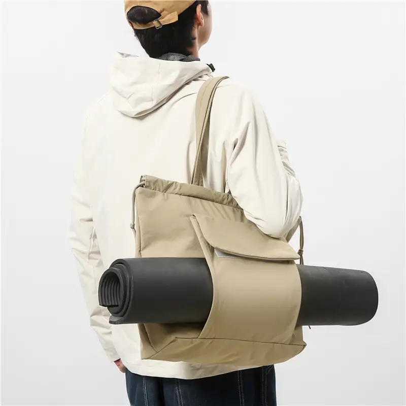 Simple Drawstring Shoulder Bag for Men Light Pink 2025 - Image 9