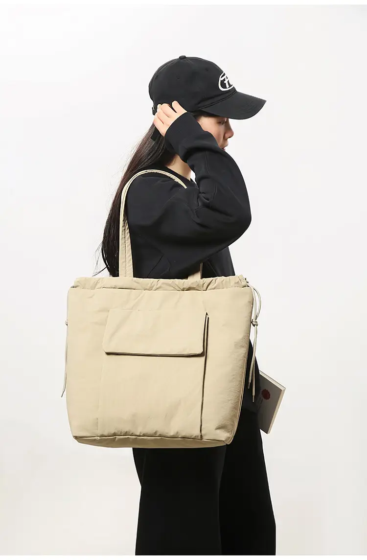 Simple Drawstring Shoulder Bag for Men Light Pink 2025 — feature 11