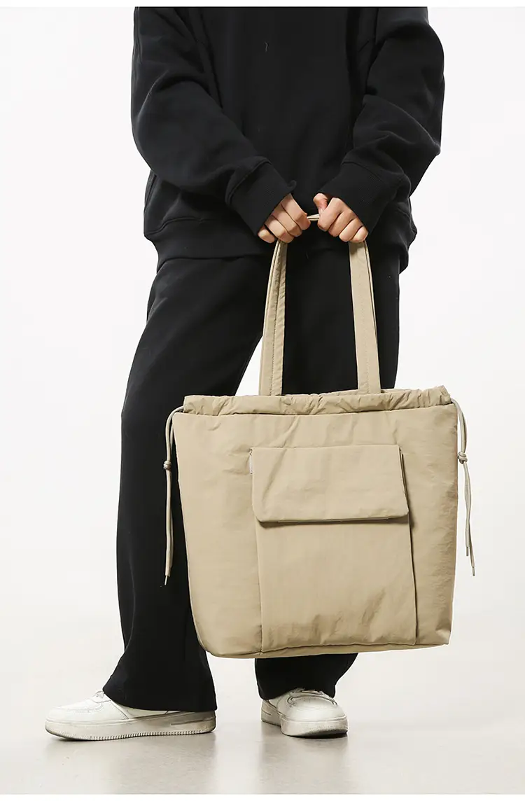 Simple Drawstring Shoulder Bag for Men Light Pink 2025 — feature 13