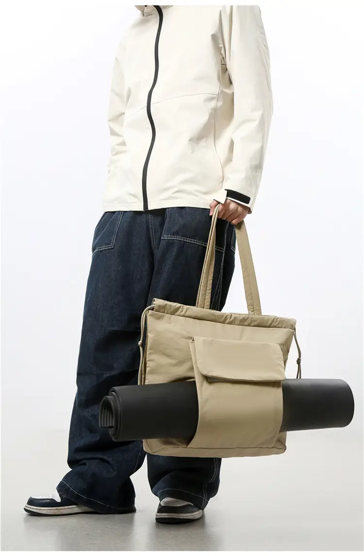 Simple Drawstring Shoulder Bag for Men Light Pink 2025 — feature 15