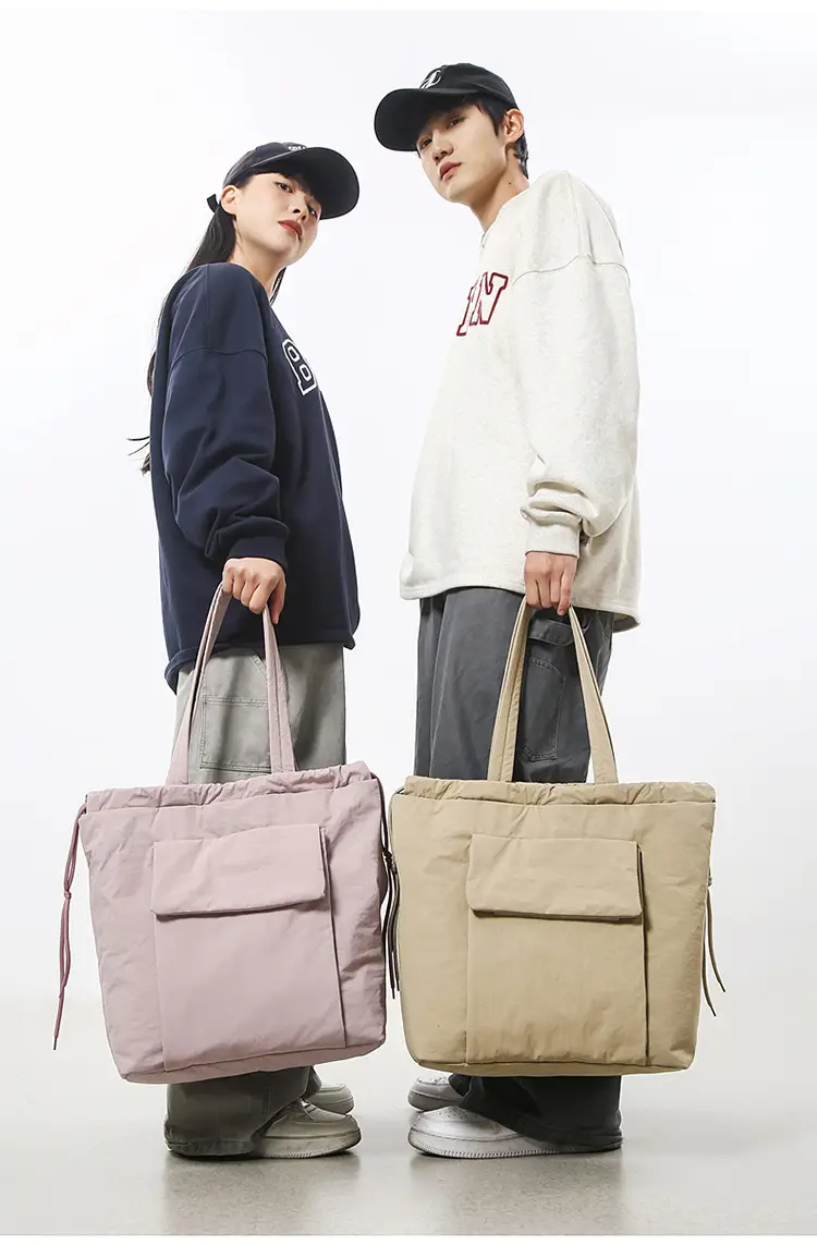 Simple Drawstring Shoulder Bag for Men Light Pink 2025 — feature 17