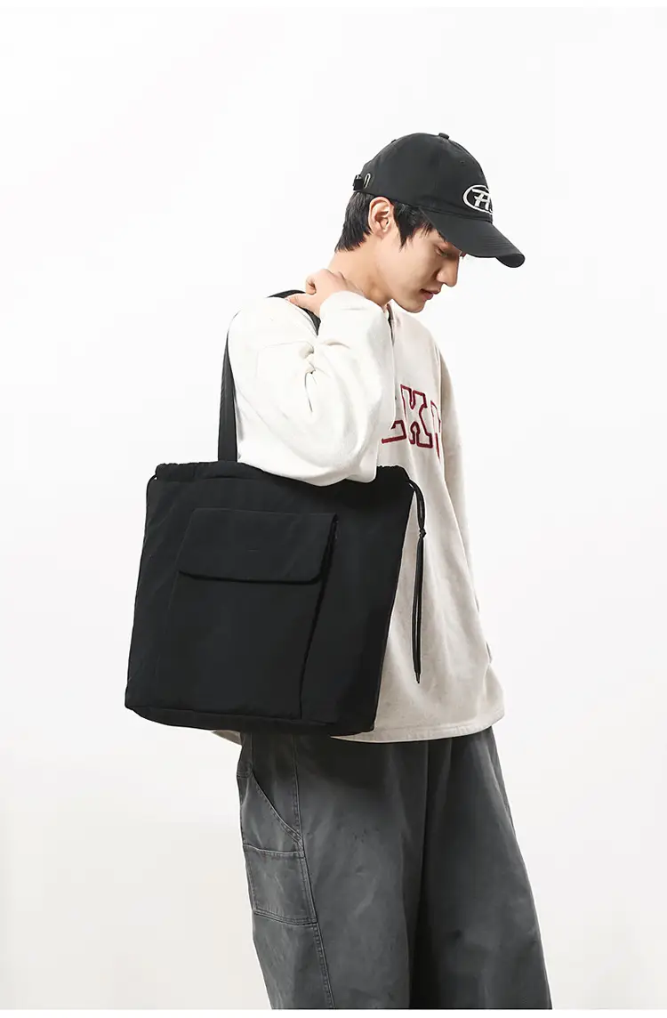 Simple Drawstring Shoulder Bag for Men Light Pink 2025 — feature 18