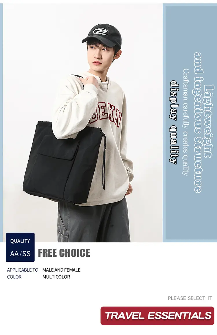 Simple Drawstring Shoulder Bag for Men Light Pink 2025 — feature 2