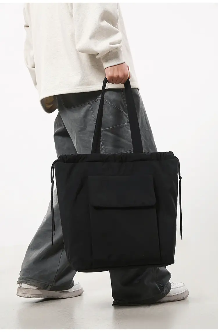 Simple Drawstring Shoulder Bag for Men Light Pink 2025 — feature 21