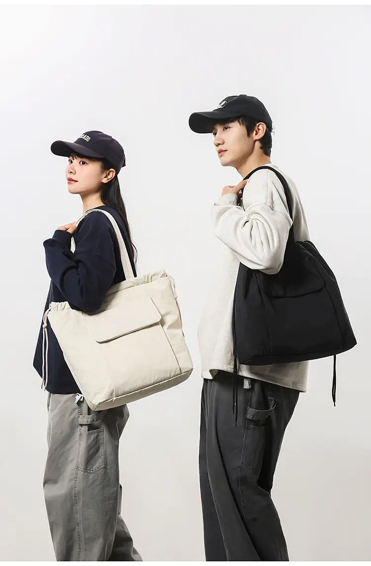 Simple Drawstring Shoulder Bag for Men Light Pink 2025 — feature 22