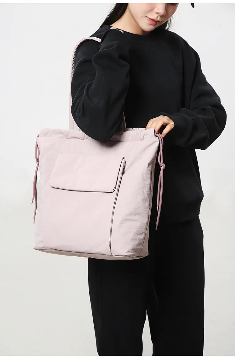 Simple Drawstring Shoulder Bag for Men Light Pink 2025 — feature 24