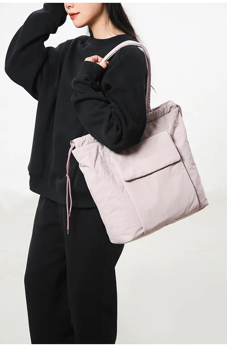 Simple Drawstring Shoulder Bag for Men Light Pink 2025 — feature 25