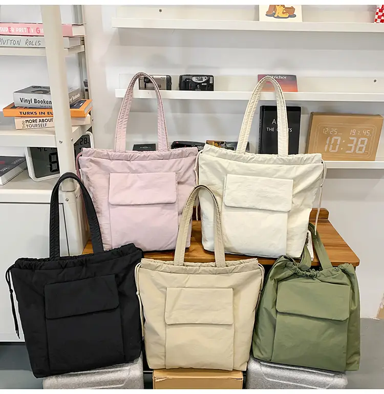 Simple Drawstring Shoulder Bag for Men Light Pink 2025 — feature 26
