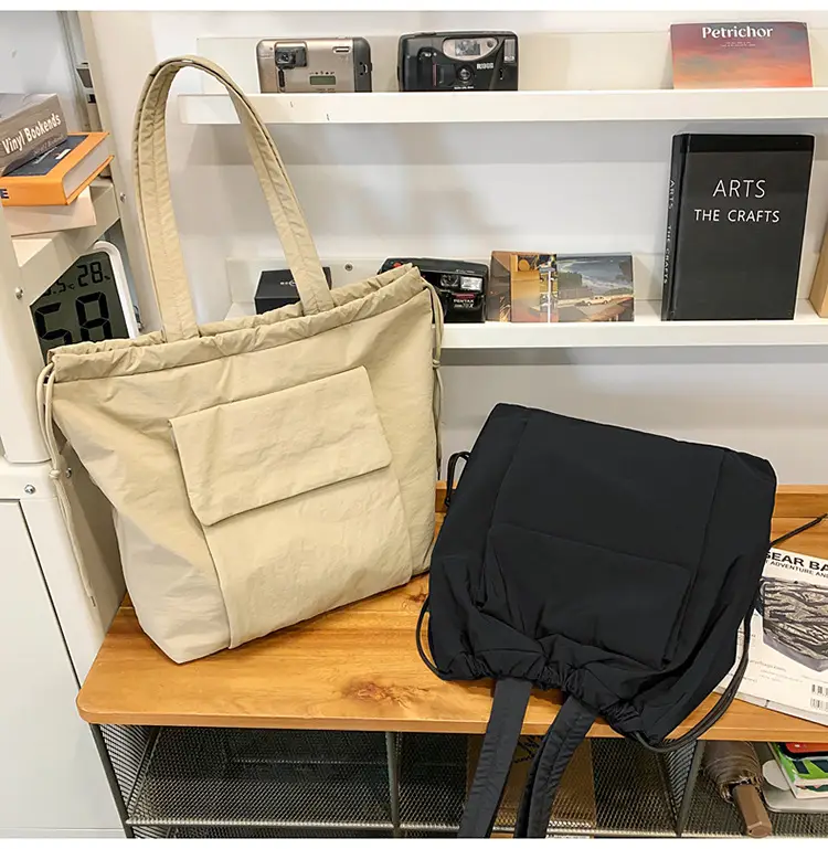 Simple Drawstring Shoulder Bag for Men Light Pink 2025 — feature 29