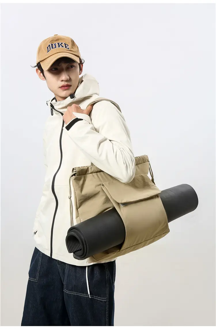 Simple Drawstring Shoulder Bag for Men Light Pink 2025 — feature 3