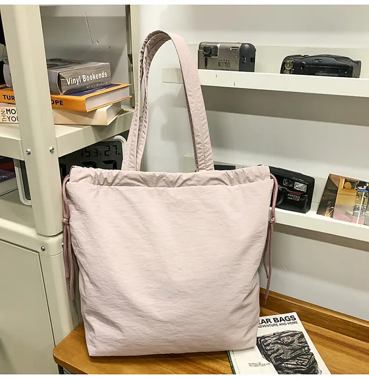 Simple Drawstring Shoulder Bag for Men Light Pink 2025 — feature 33