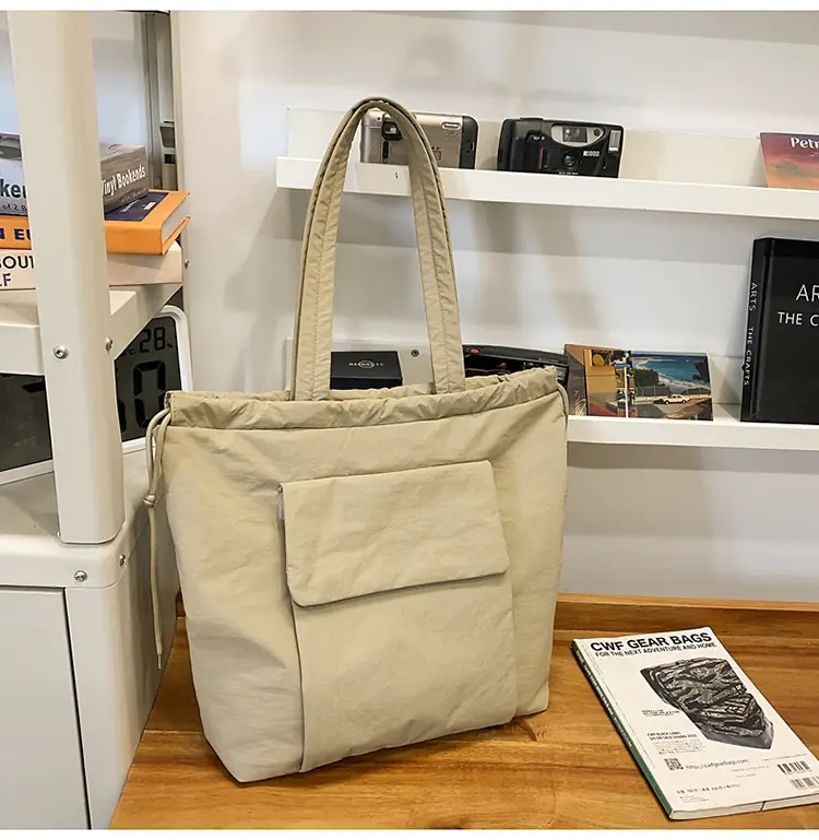 Simple Drawstring Shoulder Bag for Men Light Pink 2025 — feature 34