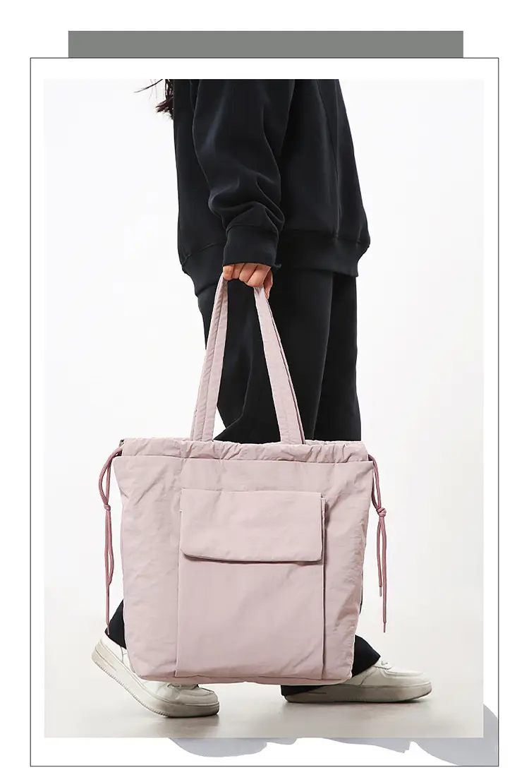 Simple Drawstring Shoulder Bag for Men Light Pink 2025 — feature 6