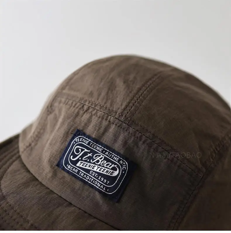Vintage Distressed Patchwork Baseball Cap Brown American Style — feature 14