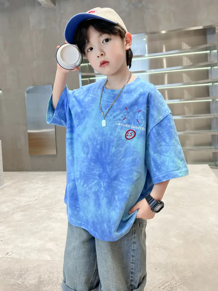 Girls Pink Tie-Dye Summer T-Shirt with Star Print - Image 6