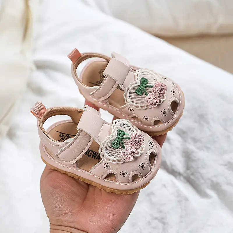 Princess Baby Sandals for Girls with Heart Embroidery