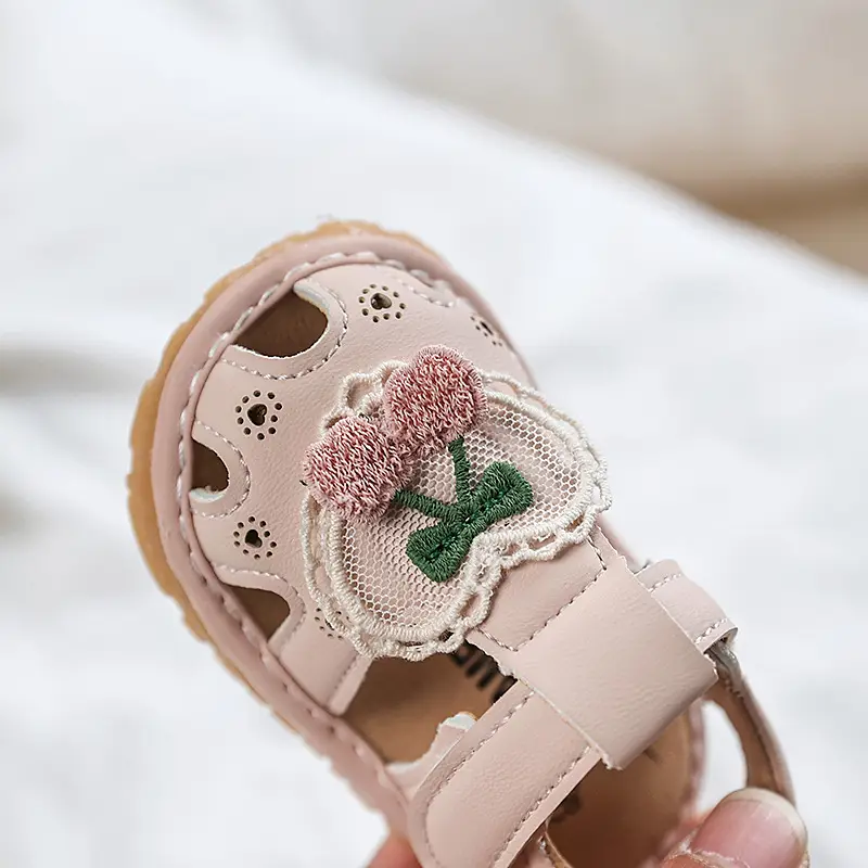 Princess Baby Sandals for Girls with Heart Embroidery