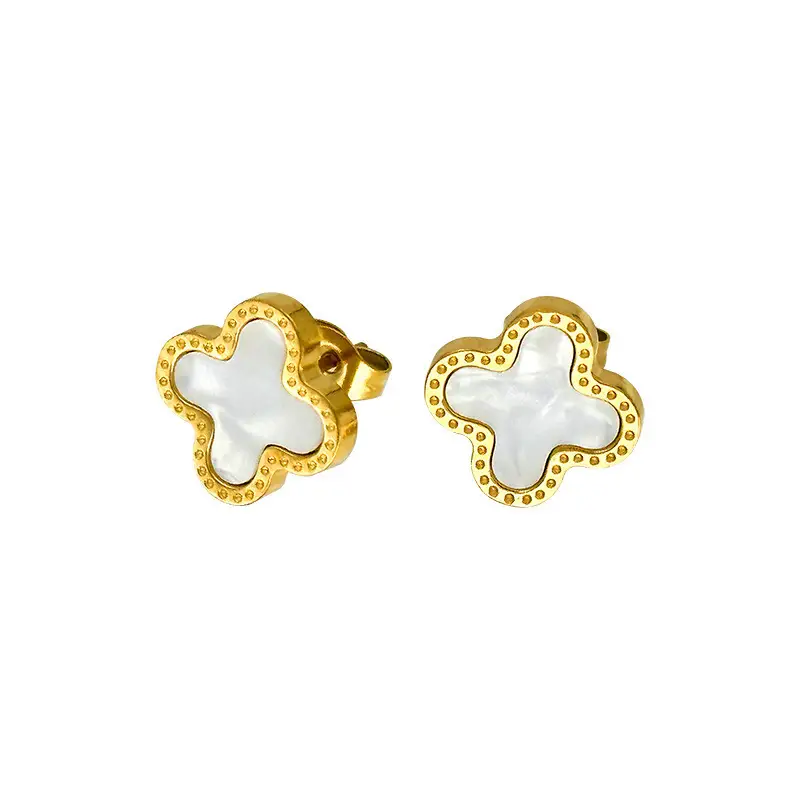 Lucky Four-Leaf Clover Earrings Gold Titanium European American Fashion - Image 8