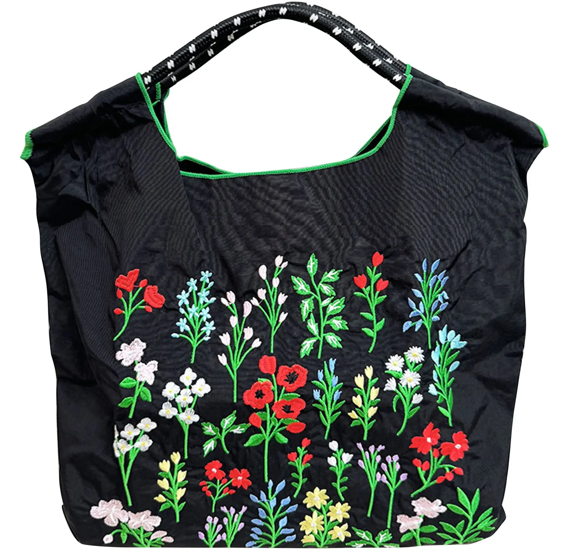 Black Embroidered Shoulder Bag for Women Autumn Winter