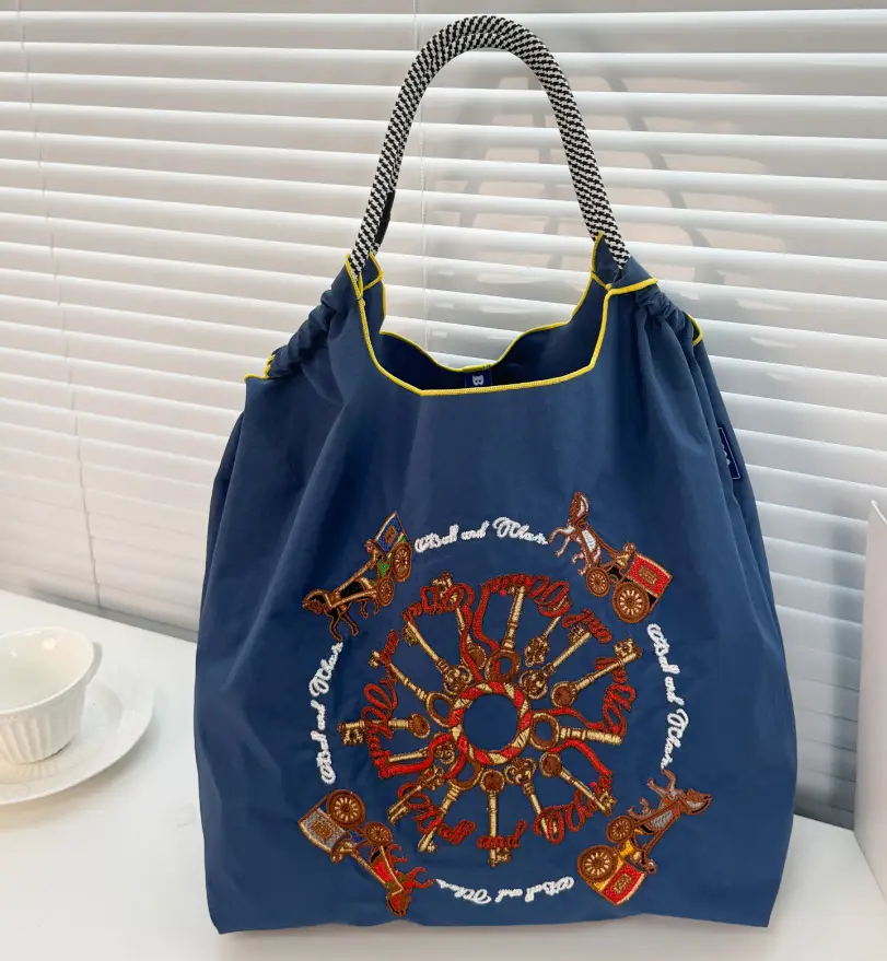 Black Embroidered Shoulder Bag for Women Autumn Winter