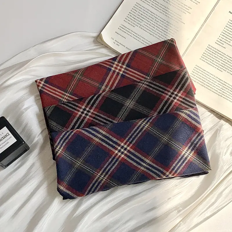 Women Plaid Neck Scarf Triangle Waistband Retro All-match - Image 6