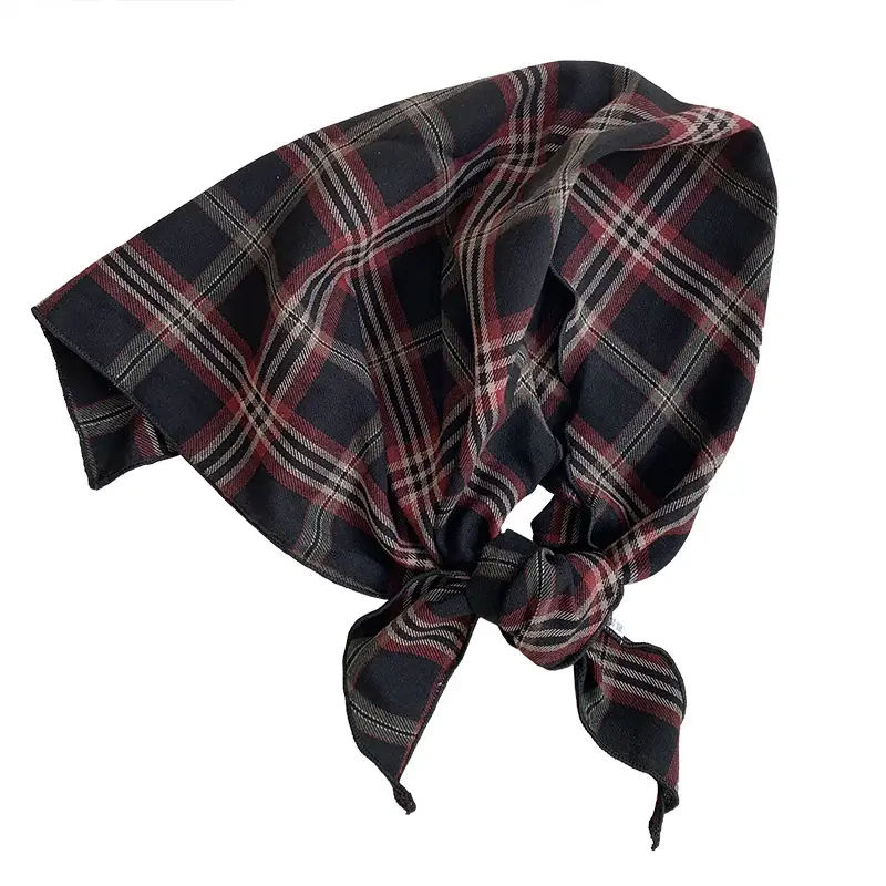 Women Plaid Neck Scarf Triangle Waistband Retro All-match - Image 8