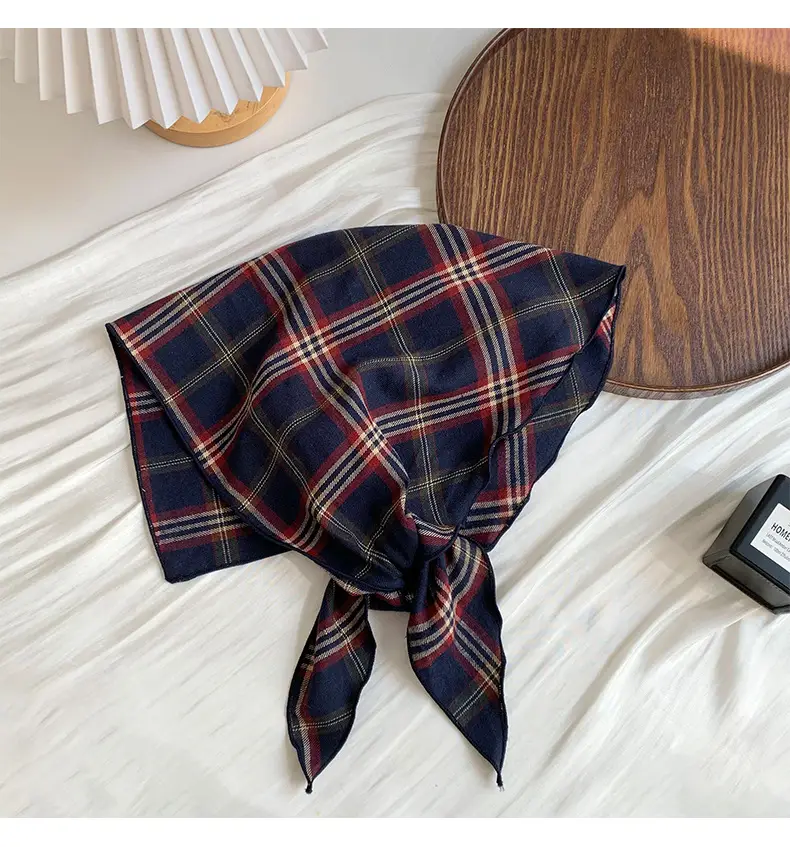 Women Plaid Neck Scarf Triangle Waistband Retro All-match — feature 11