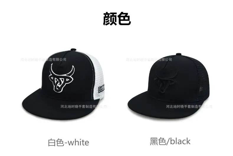 Men Embroidered Skull Trucker Cap Black White — feature 3