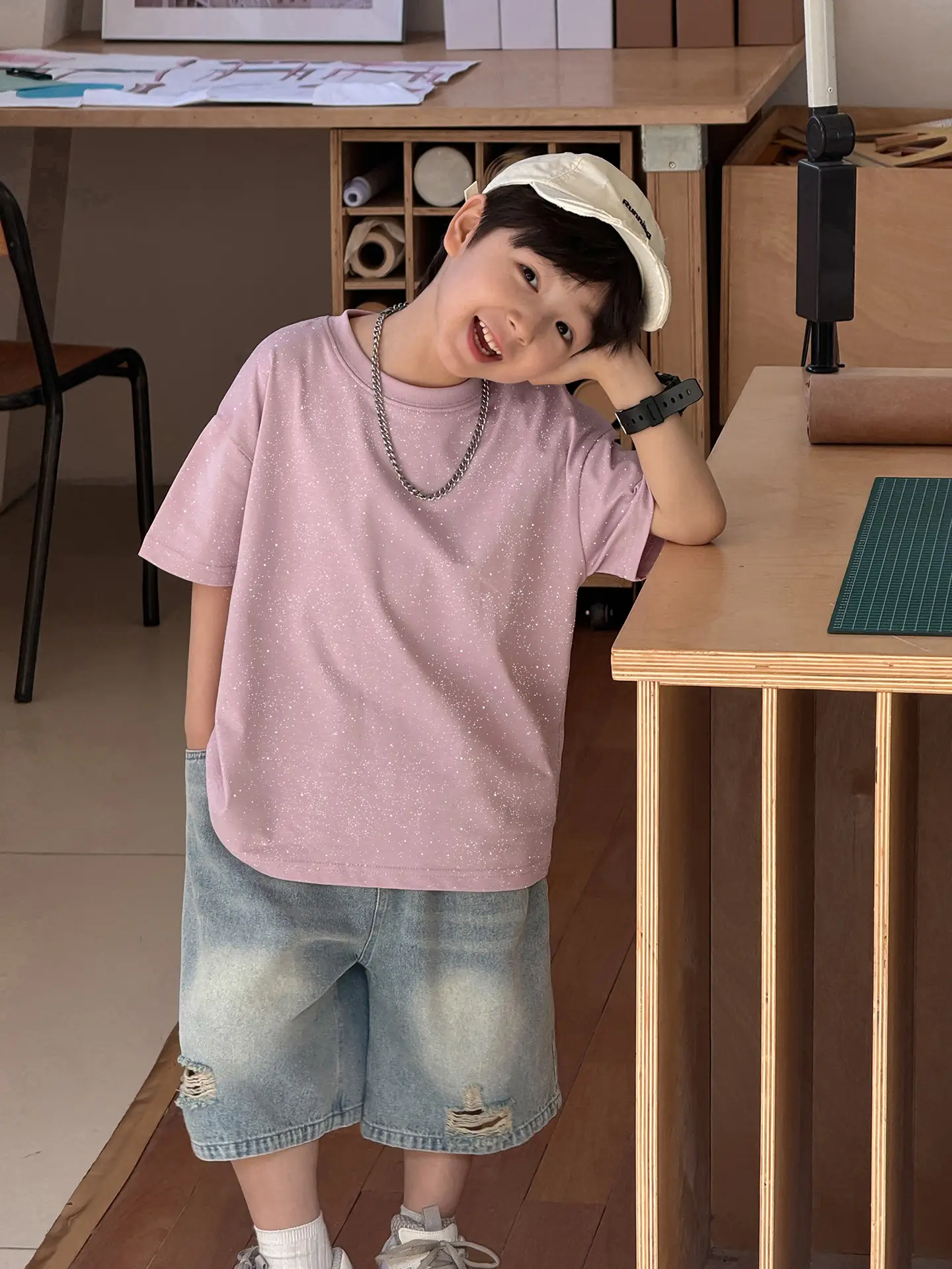 Children's 2025 Cool T-Shirt Silver All-match Short Sleeve - Image 6
