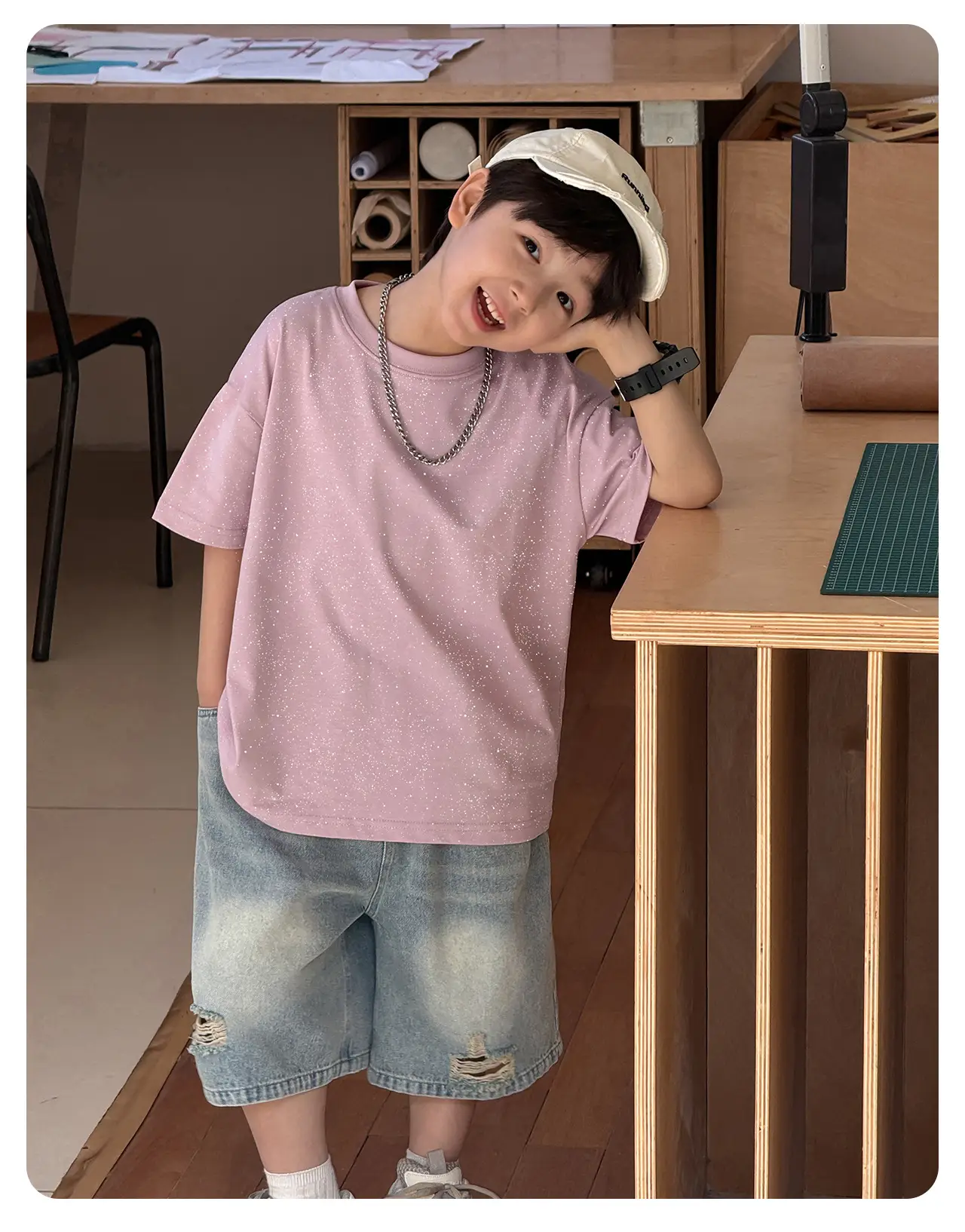 Children's 2025 Cool T-Shirt Silver All-match Short Sleeve — feature 2