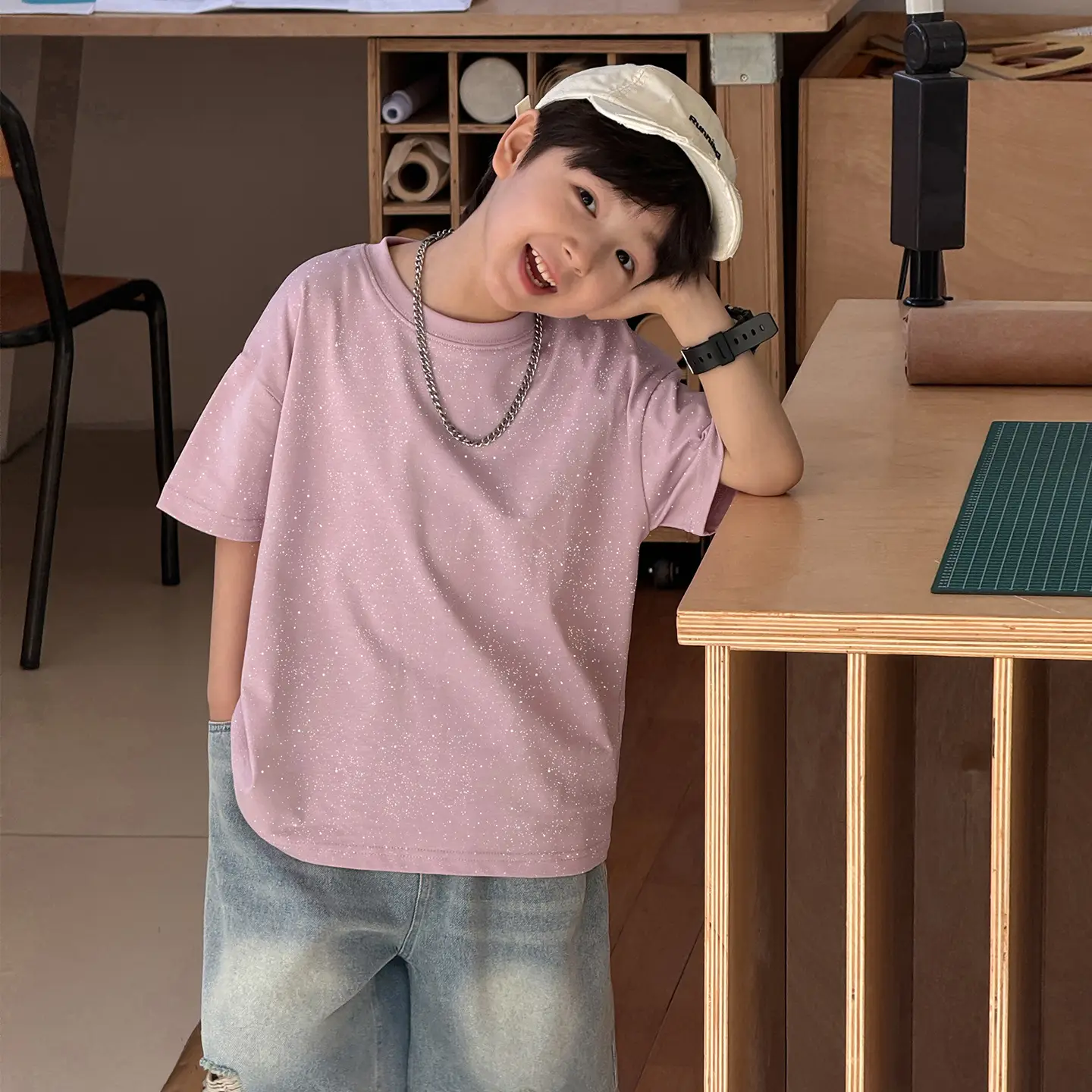 Children's 2025 Cool T-Shirt Silver All-match Short Sleeve - Image 3