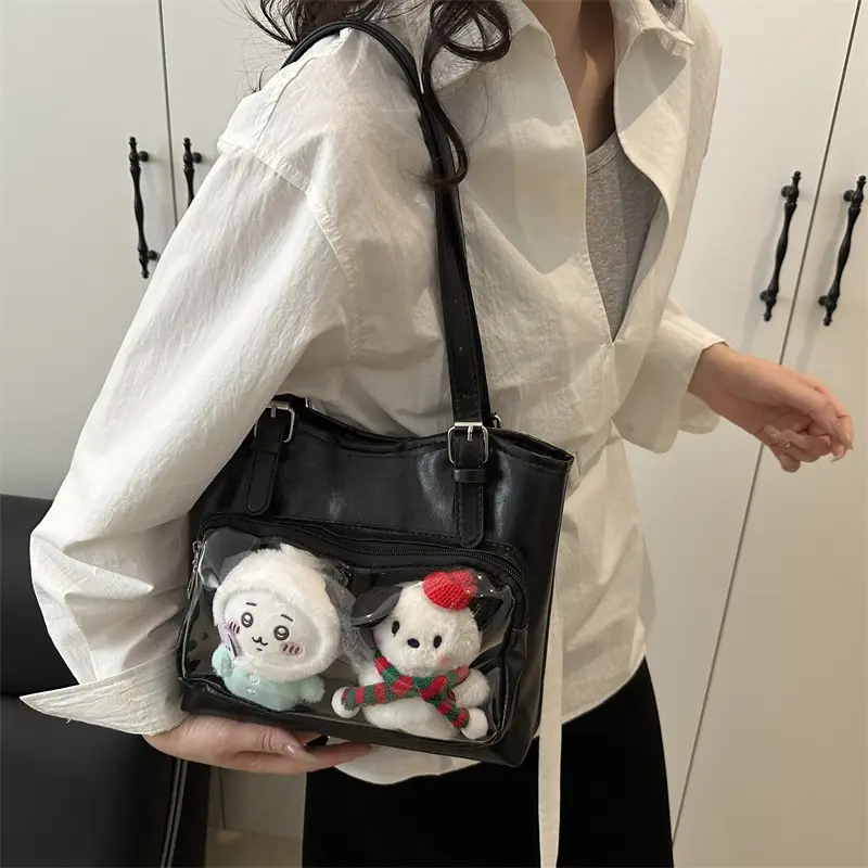 Black Japanese Pain Commuter Shoulder Tote Bag for Women - Image 3