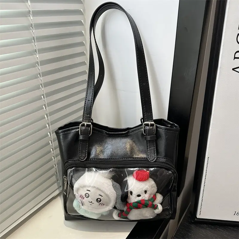 Black Japanese Pain Commuter Shoulder Tote Bag for Women - Image 5