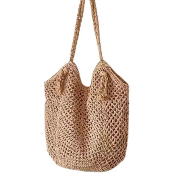 Hand-Woven Cotton Tassel Shoulder Bag for Women