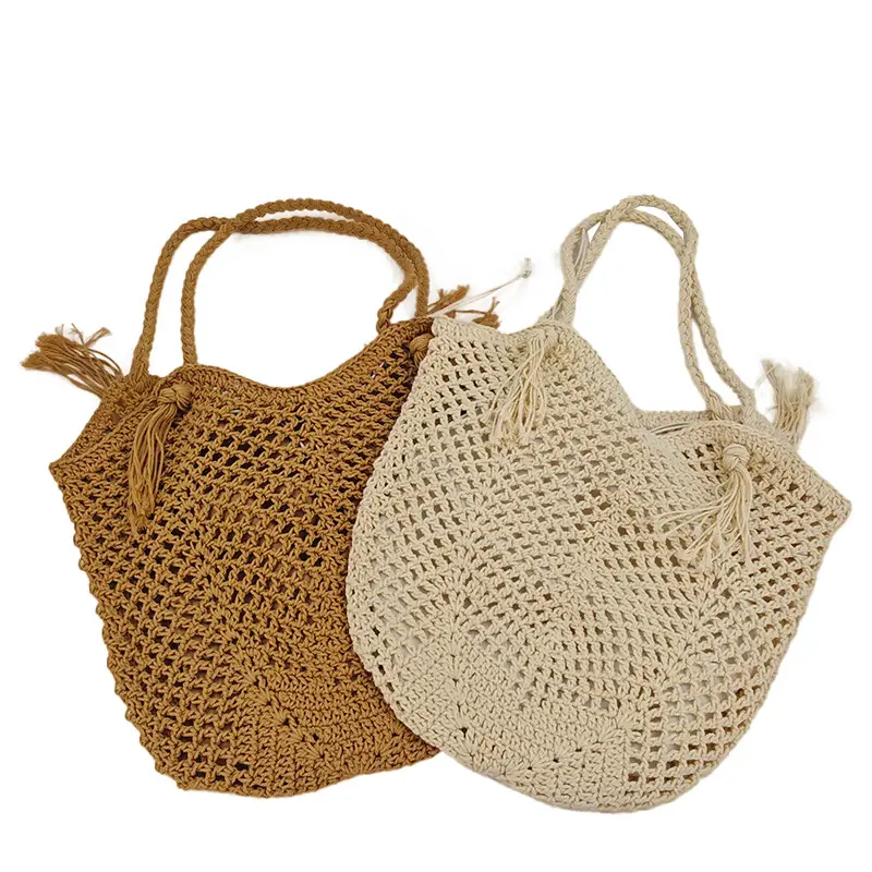 Hand-Woven Cotton Tassel Shoulder Bag for Women