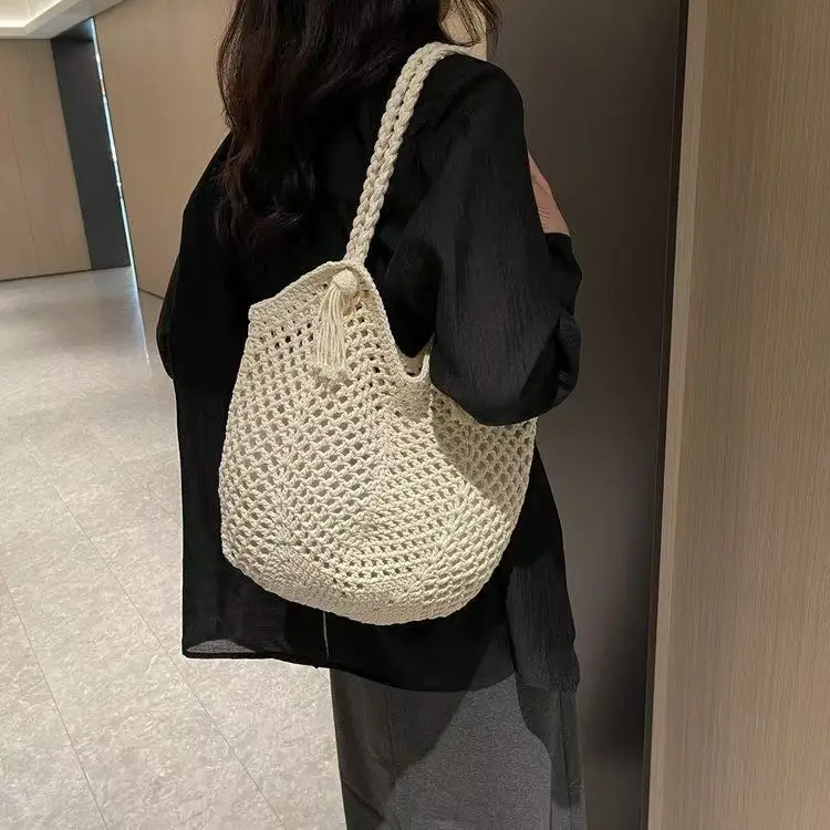 Hand-Woven Cotton Tassel Shoulder Bag for Women — feature 4