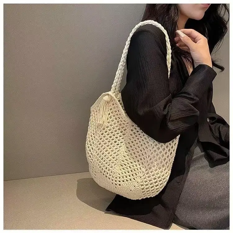 Hand-Woven Cotton Tassel Shoulder Bag for Women — feature 5